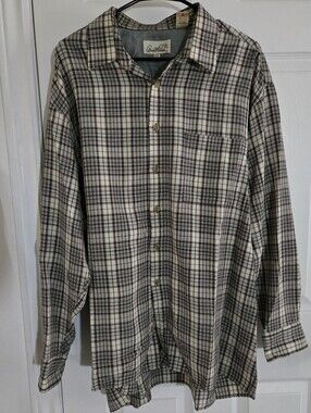 Men's Casual Plaid Button-Down Shirt - Cream & Black